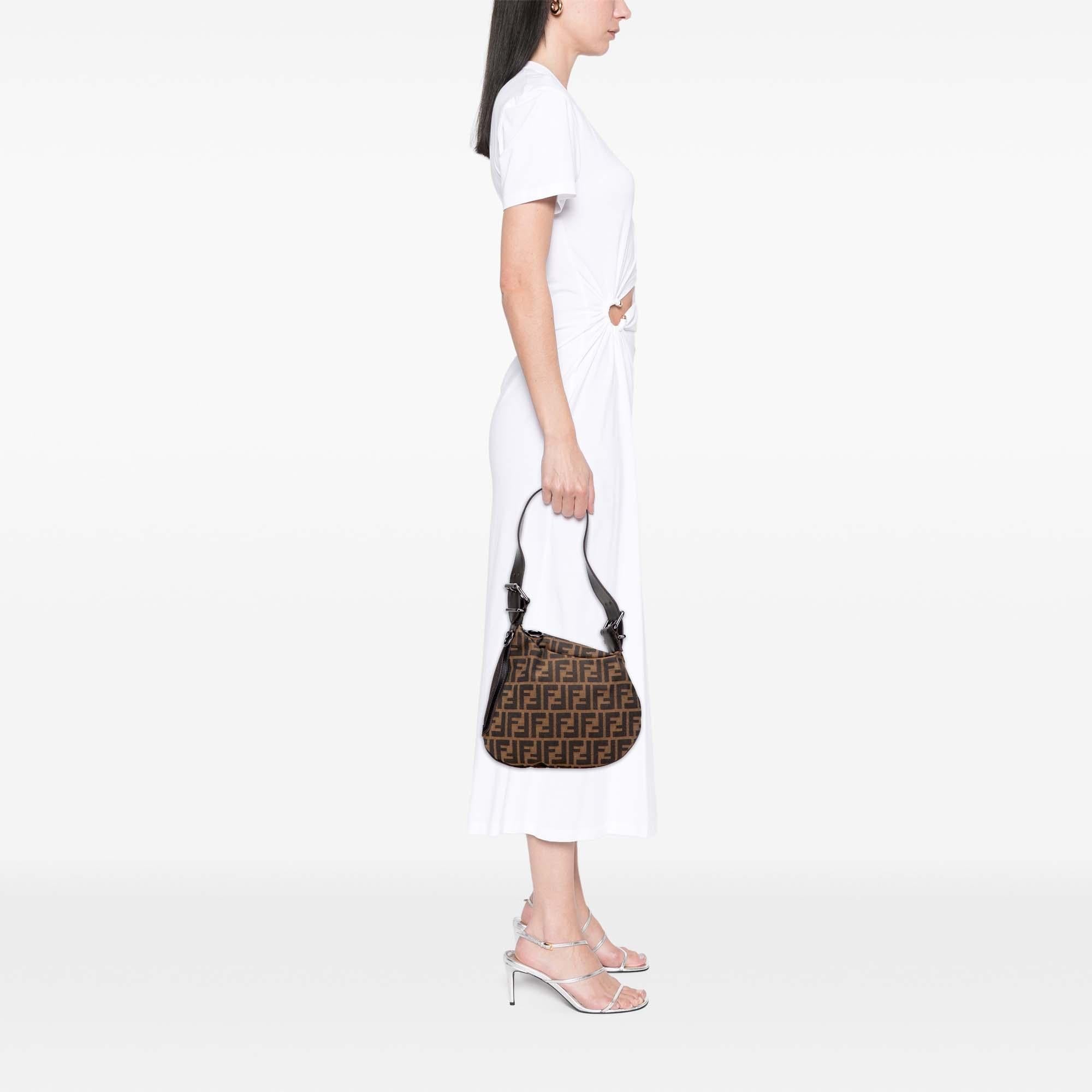 Fendi Zucca Canvas Oyster Shoulder Bag