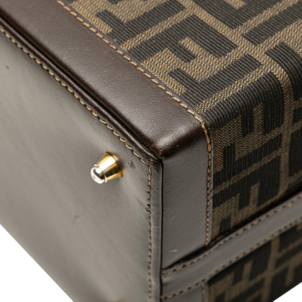 Fendi Zucca Canvas Push Lock Box Handbag