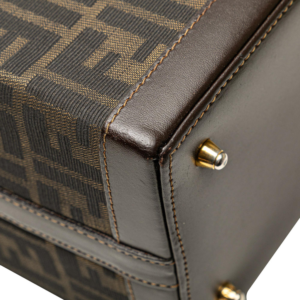 Fendi Zucca Canvas Push Lock Box Handbag