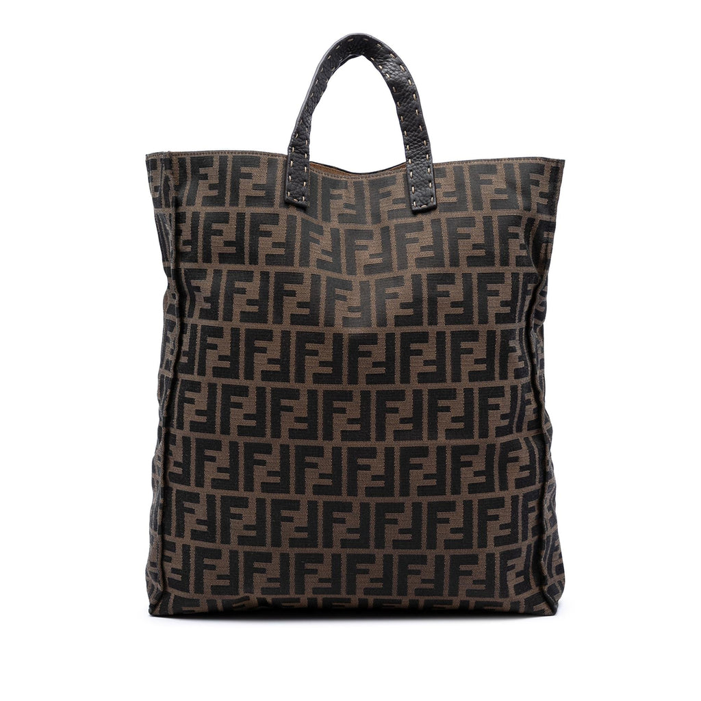 Fendi Zucca Canvas Selleria Shopping Tote
