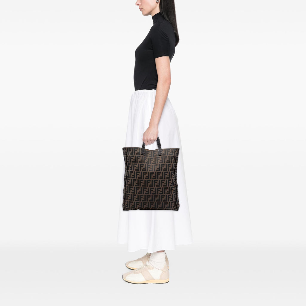 Fendi Zucca Canvas Selleria Shopping Tote