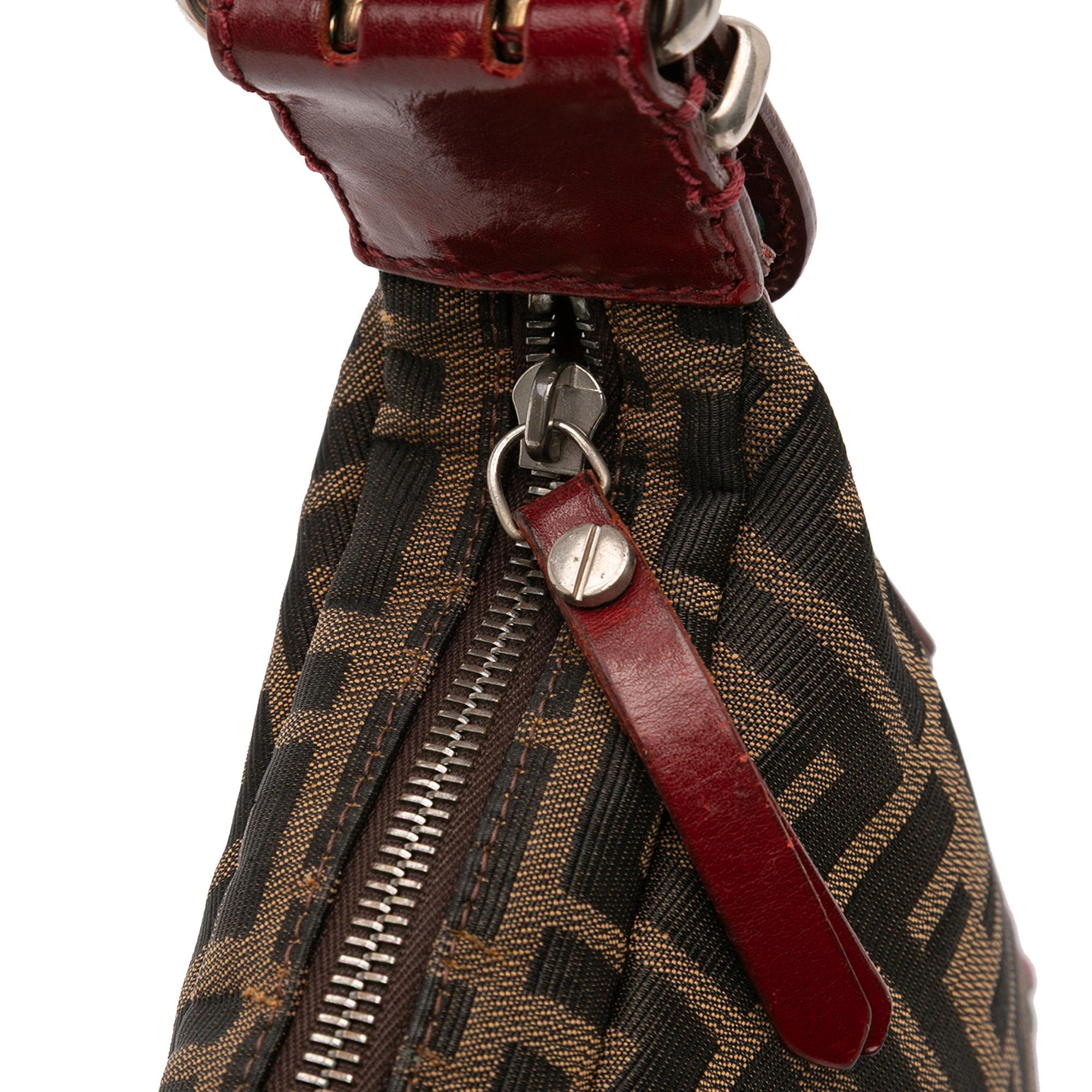 Fendi Zucca Canvas Studded Oyster Hobo
