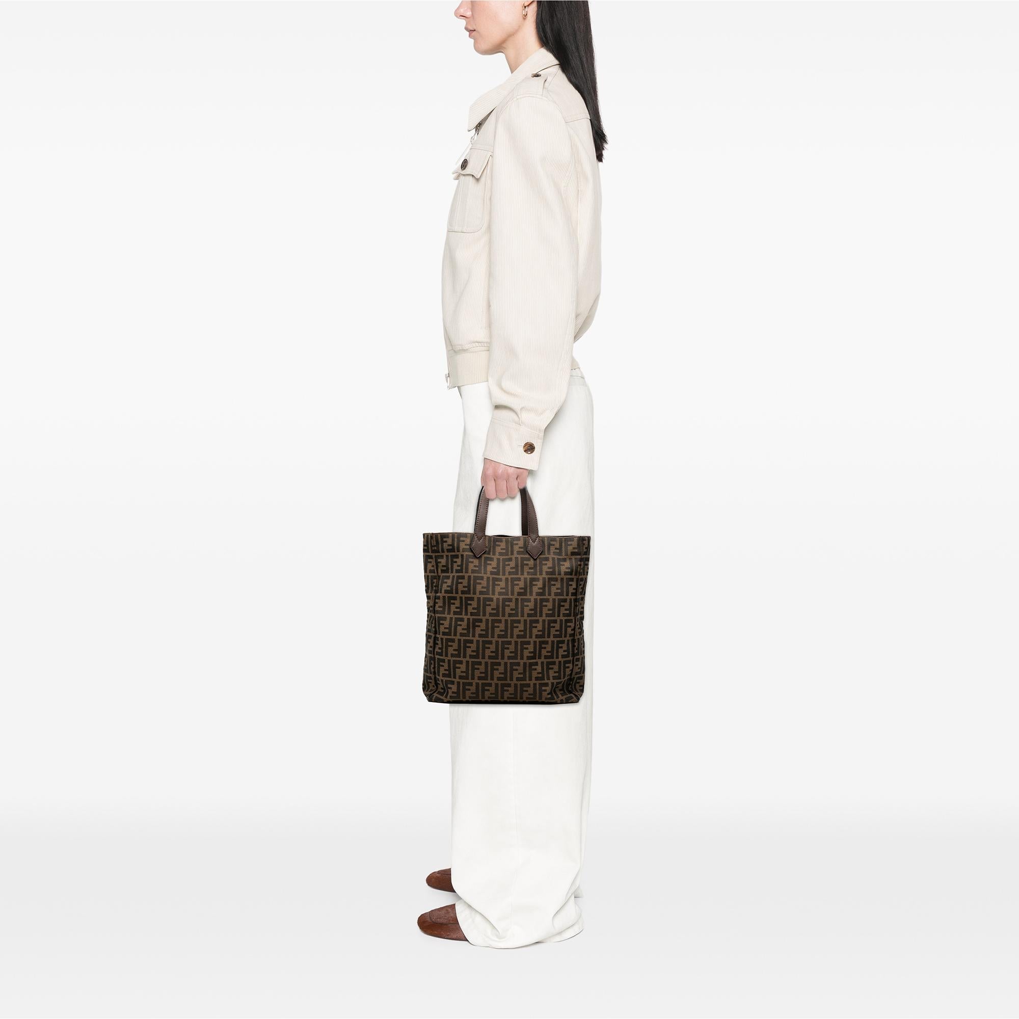 Fendi Zucca Canvas Vertical Shopping Tote