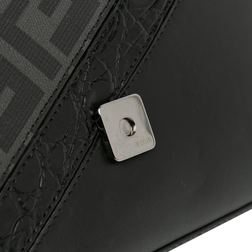 Fendi Zucca Coated Canvas And Calfskin Baguette Satchel