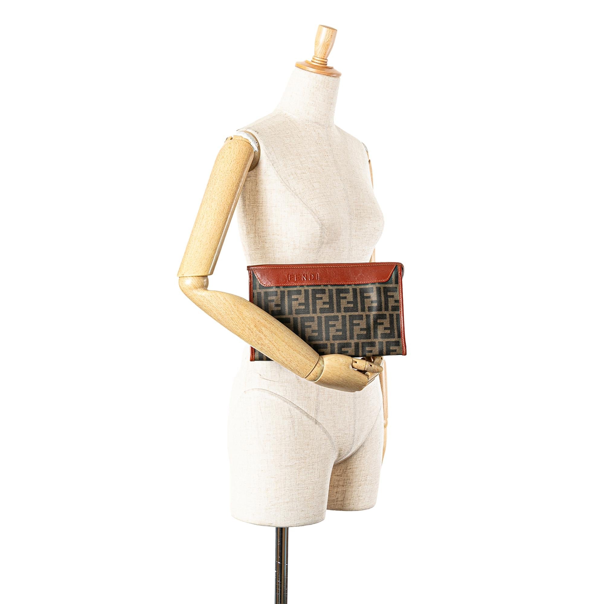 Fendi Zucca Coated Canvas Clutch