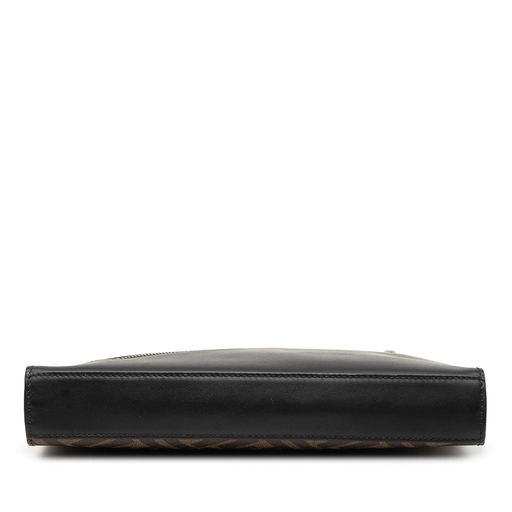 Fendi Zucca Coated Canvas Diagonal Front Zip Clutch