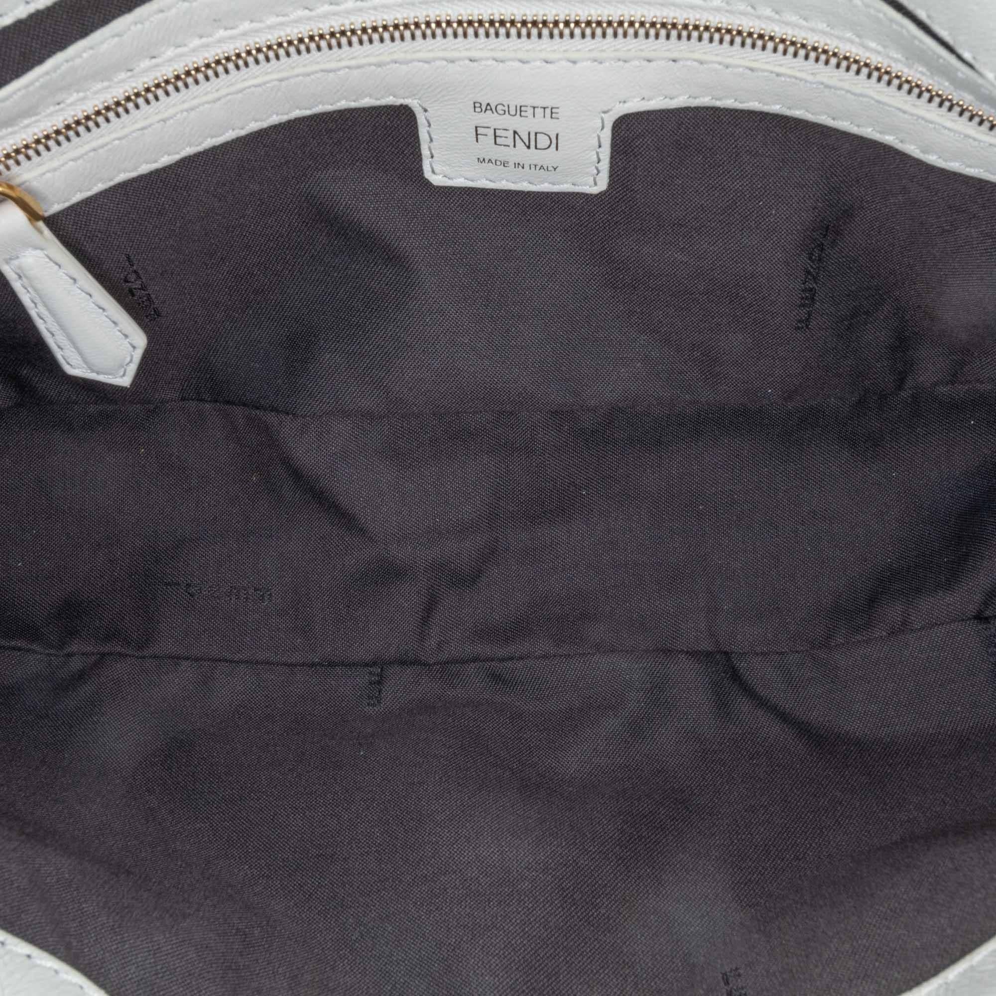 Fendi Zucca Embossed Baguette Satchel