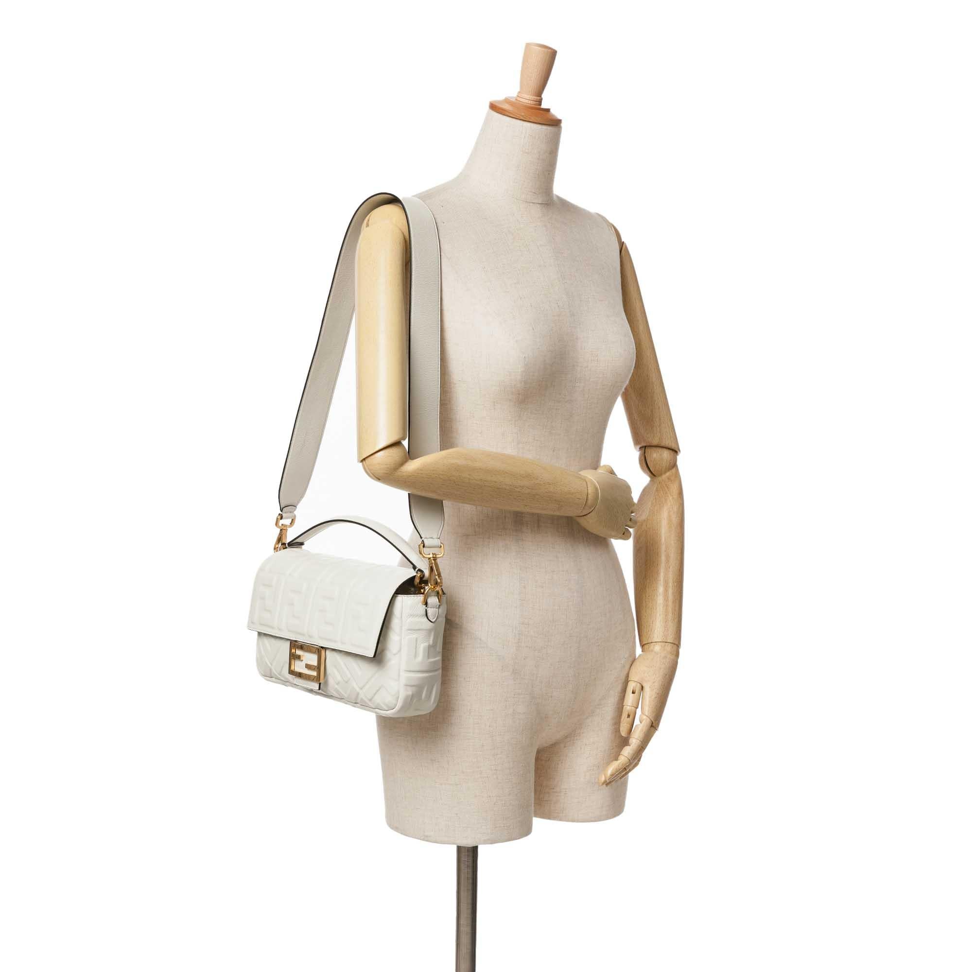 Fendi Zucca Embossed Baguette Satchel