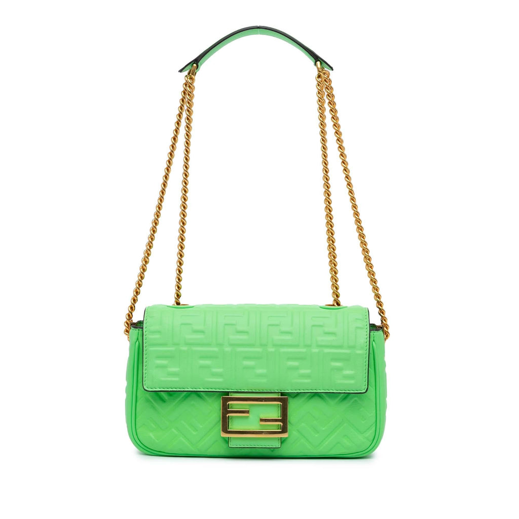 Fendi Zucca Embossed Chain Midi Baguette