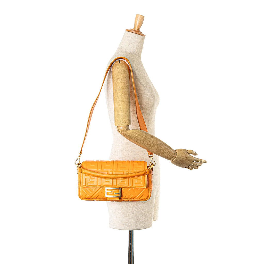 Fendi Zucca Embossed Leather Baguette Satchel (SHG-yIkxmI)