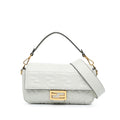 Fendi Zucca Embossed Leather Baguette Satchel