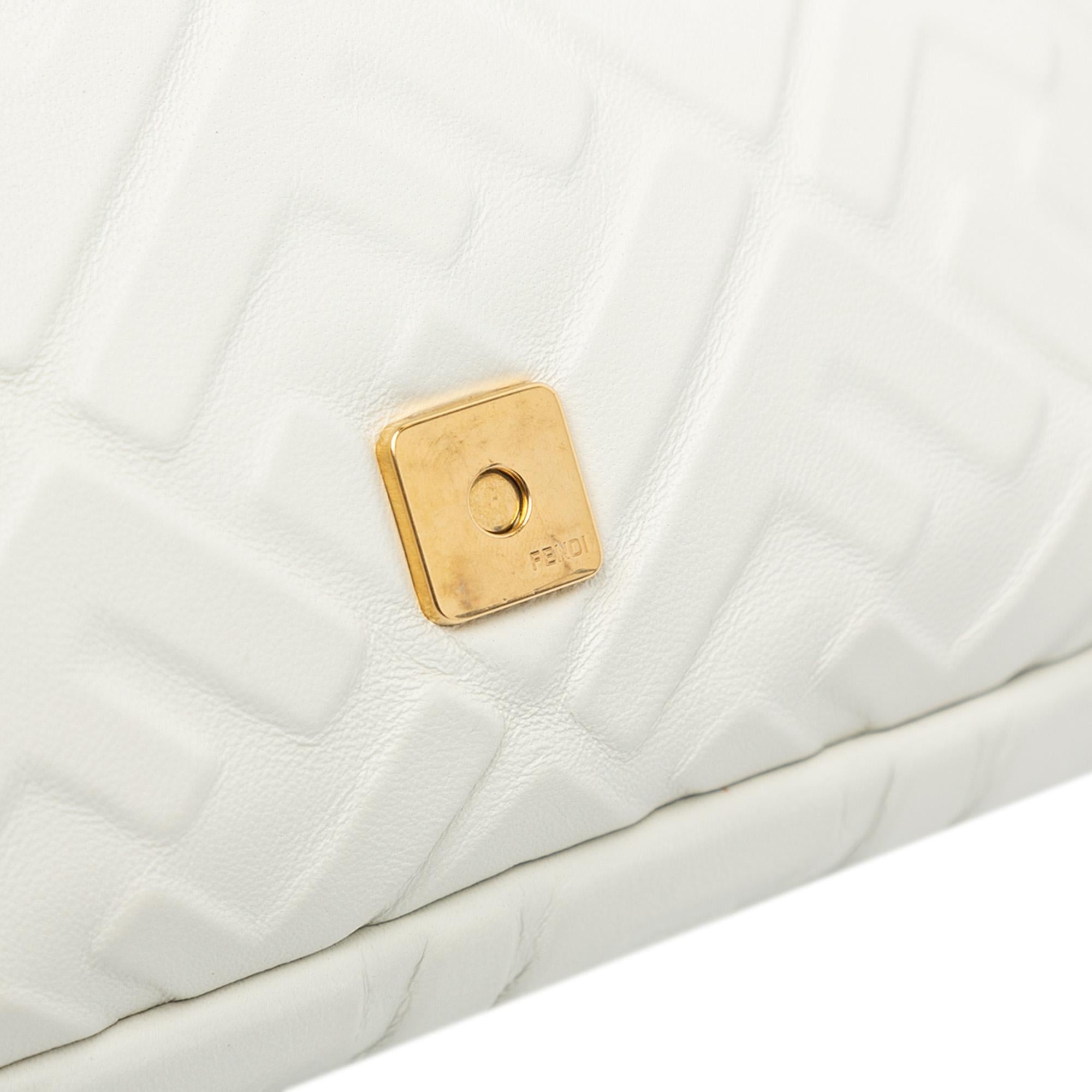 Fendi Zucca Embossed Leather Baguette Satchel