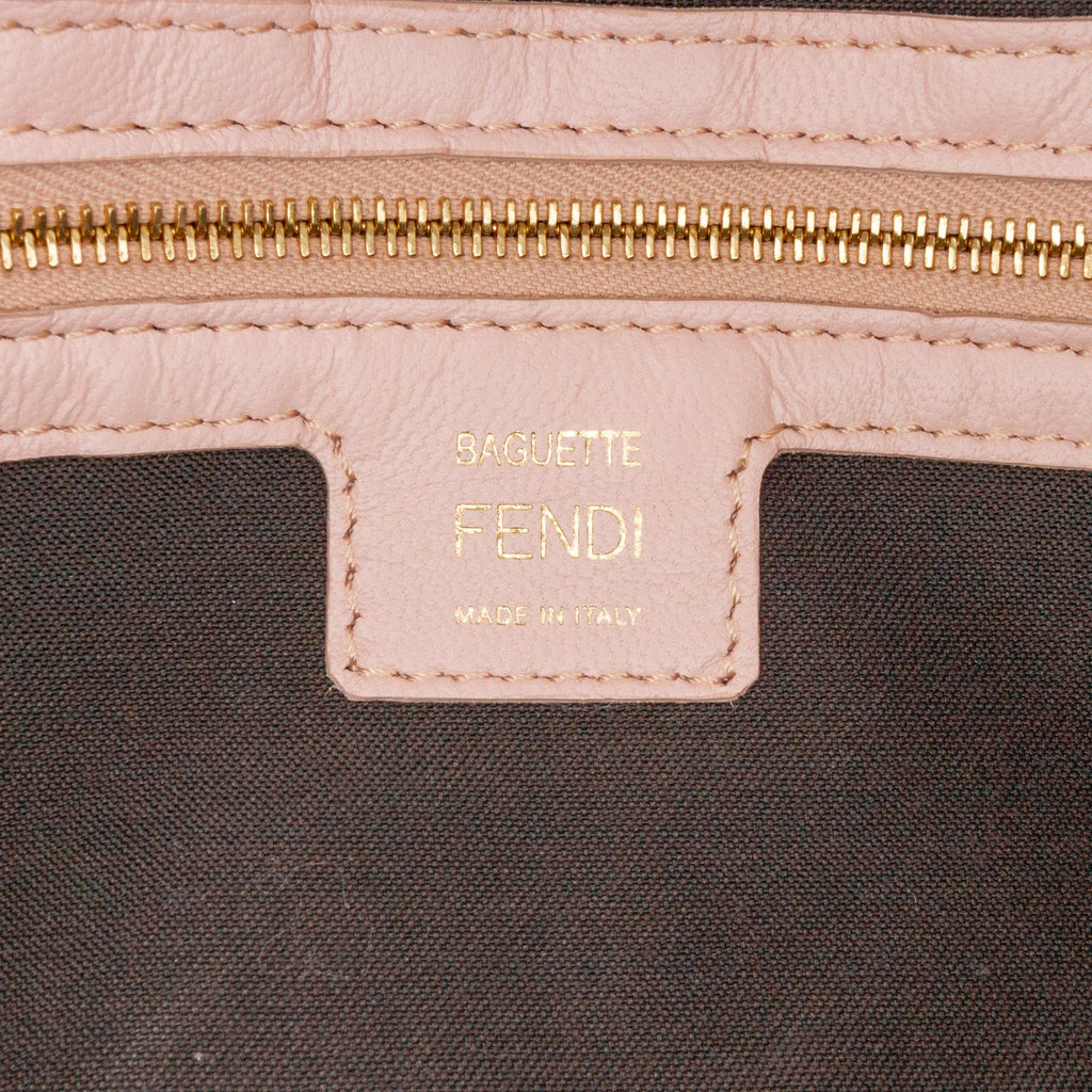 Fendi Zucca Embossed Leather Baguette Satchel