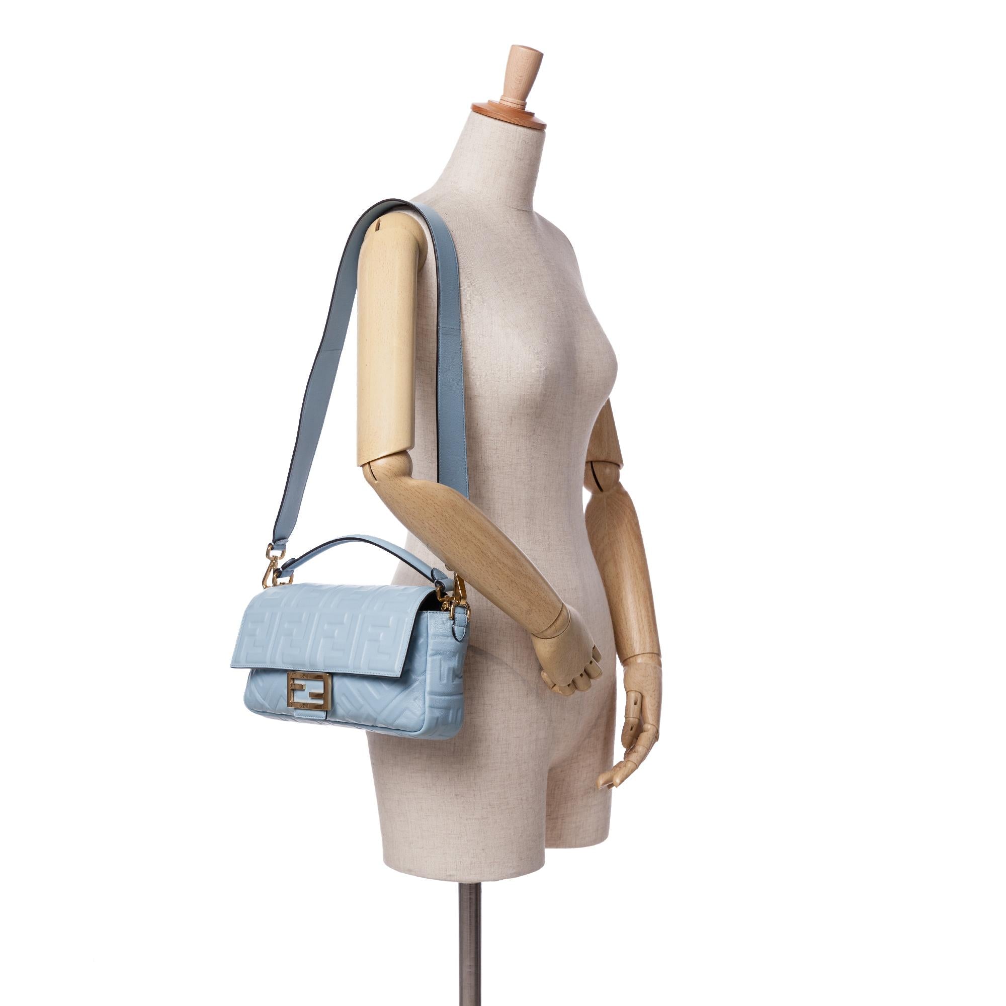 Fendi Zucca Embossed Leather Baguette Satchel