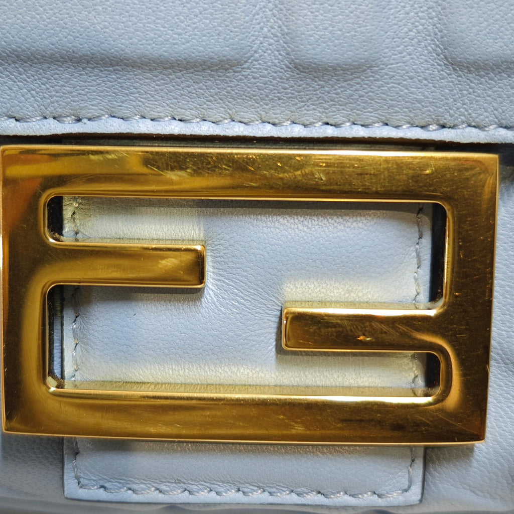 Fendi Zucca Embossed Leather Baguette Satchel