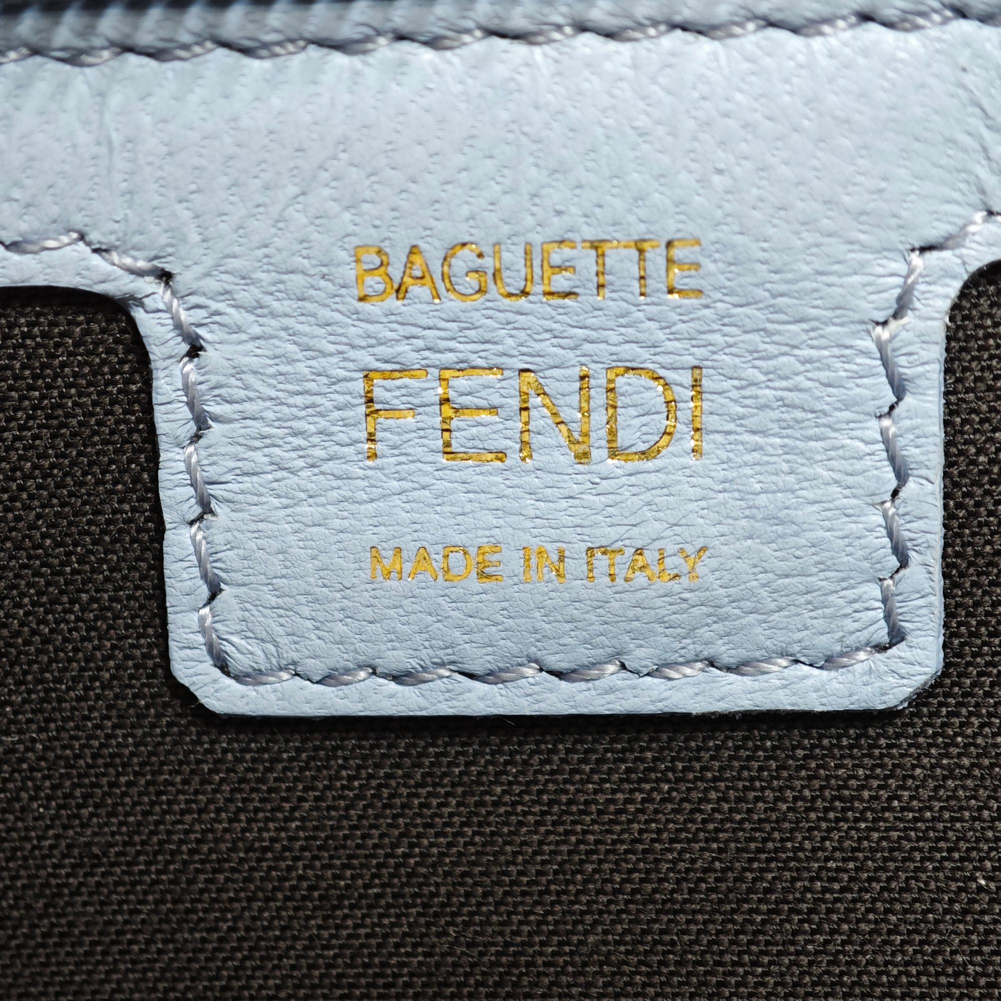 Fendi Zucca Embossed Leather Baguette Satchel