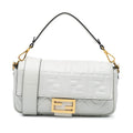 Fendi Zucca Embossed Leather Baguette Satchel