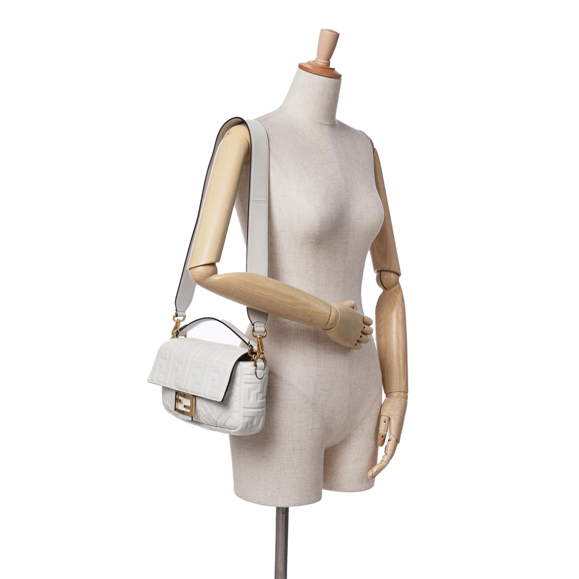 Fendi Zucca Embossed Leather Baguette Satchel