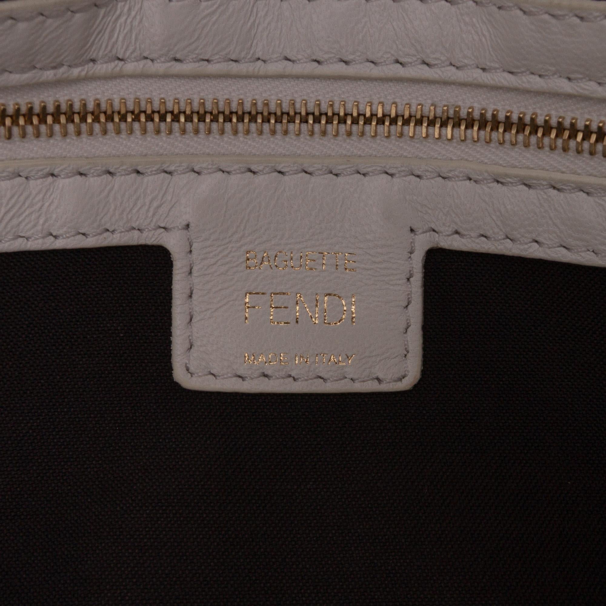 Fendi Zucca Embossed Leather Baguette Satchel