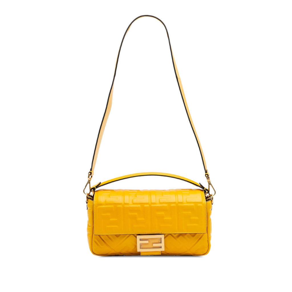 Fendi Zucca Embossed Leather Baguette Satchel