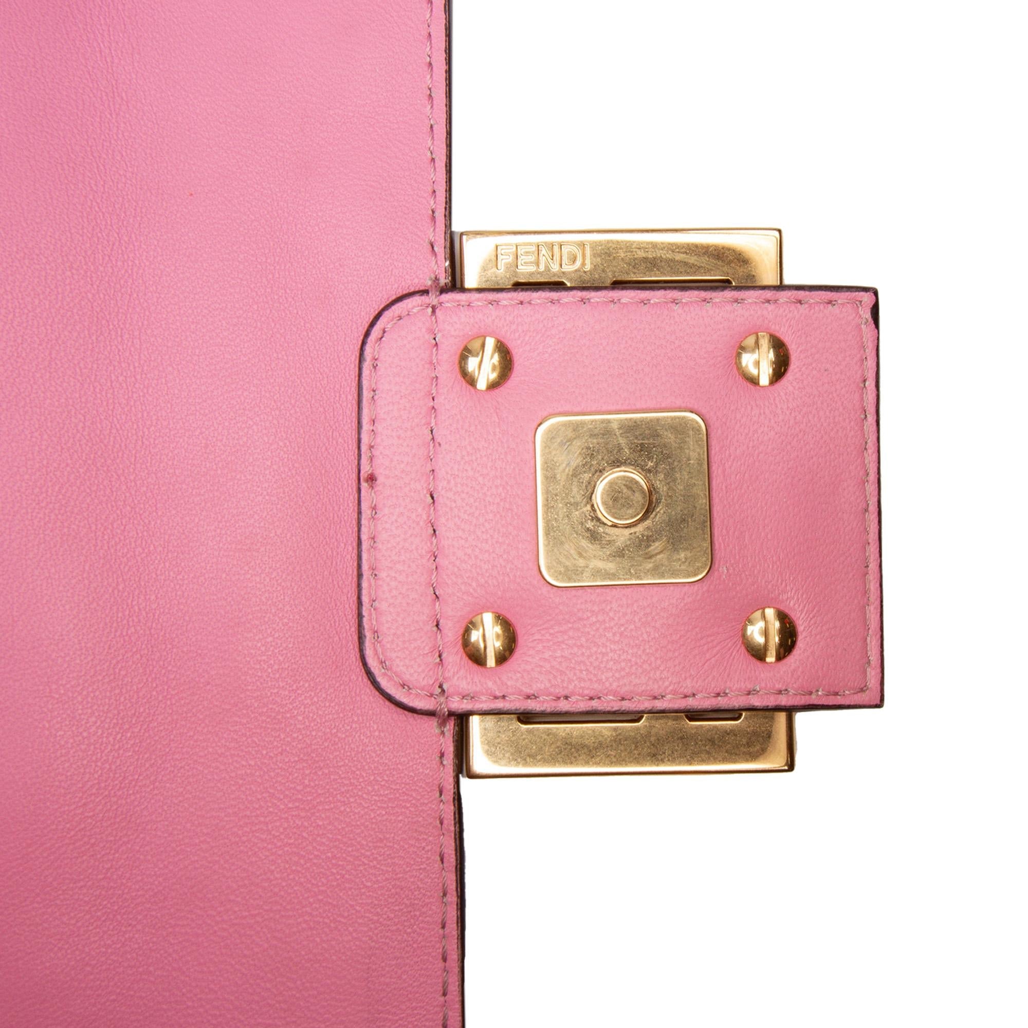 Fendi Zucca Embossed Leather Baguette Satchel
