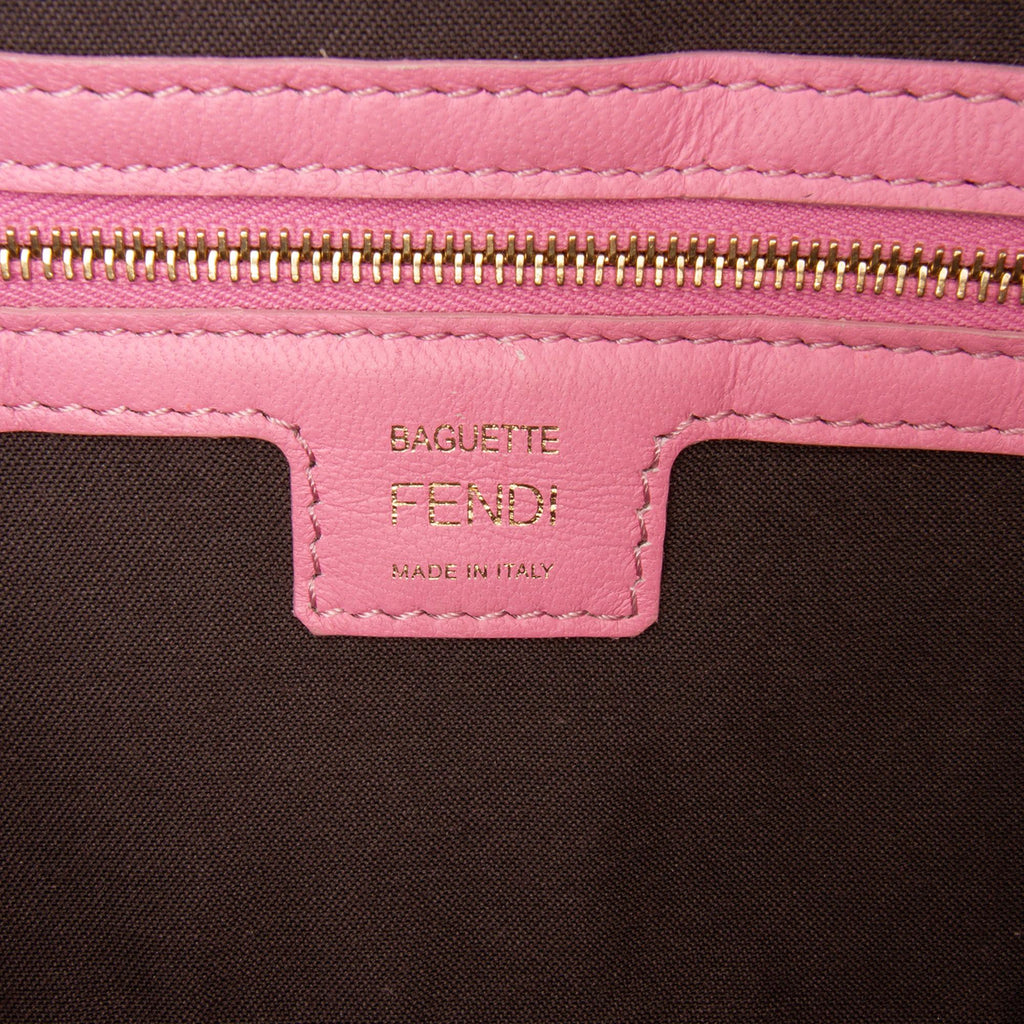 Fendi Zucca Embossed Leather Baguette Satchel