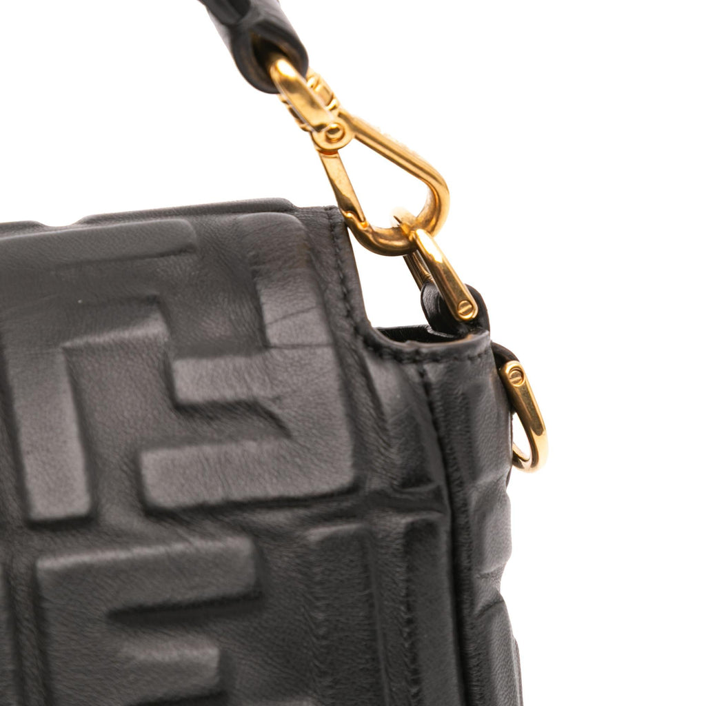 Fendi Zucca Embossed Leather Baguette Satchel