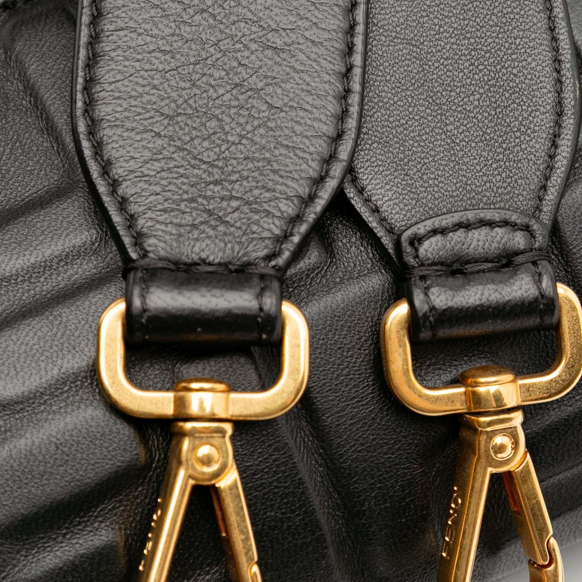 Fendi Zucca Embossed Leather Baguette Satchel