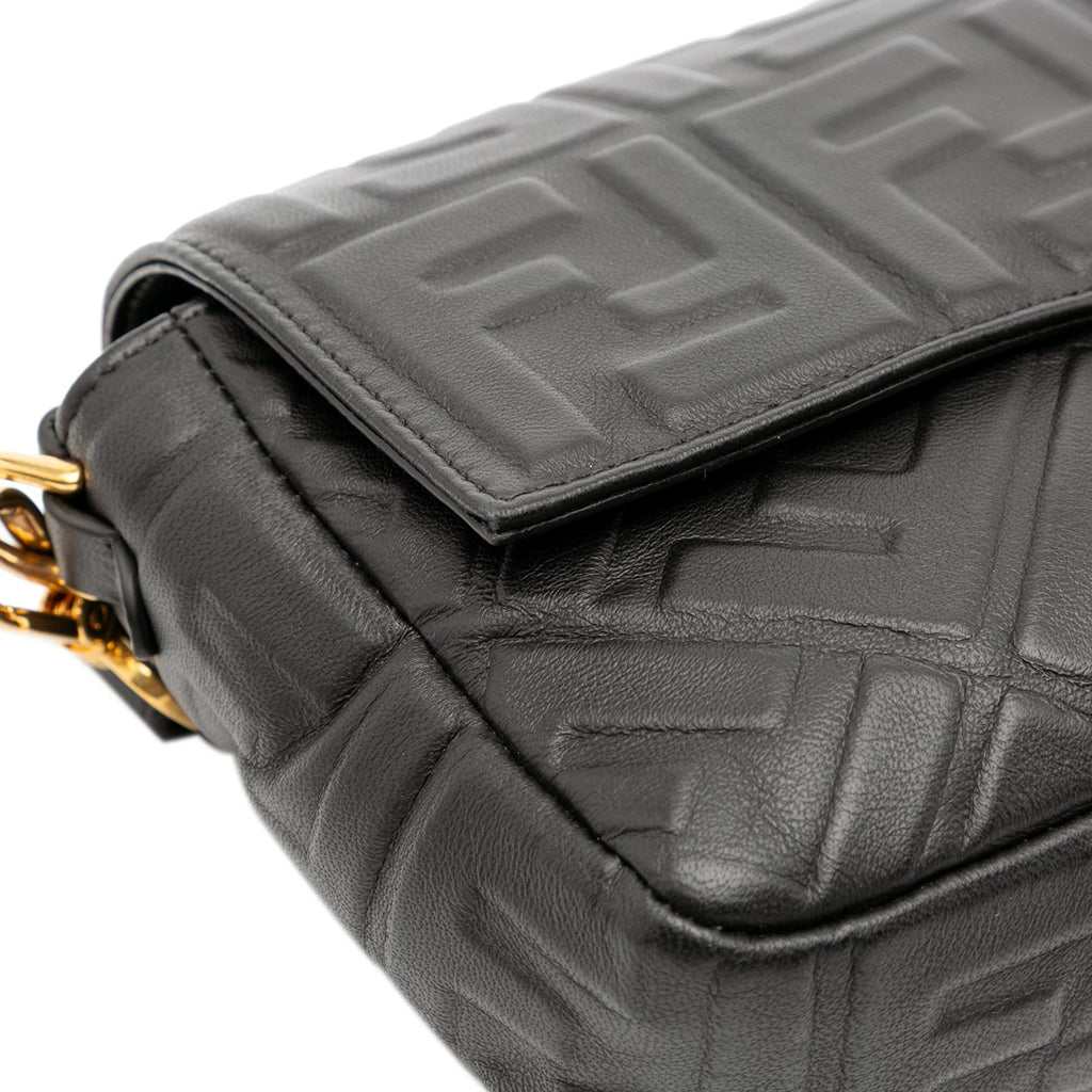 Fendi Zucca Embossed Leather Baguette Satchel