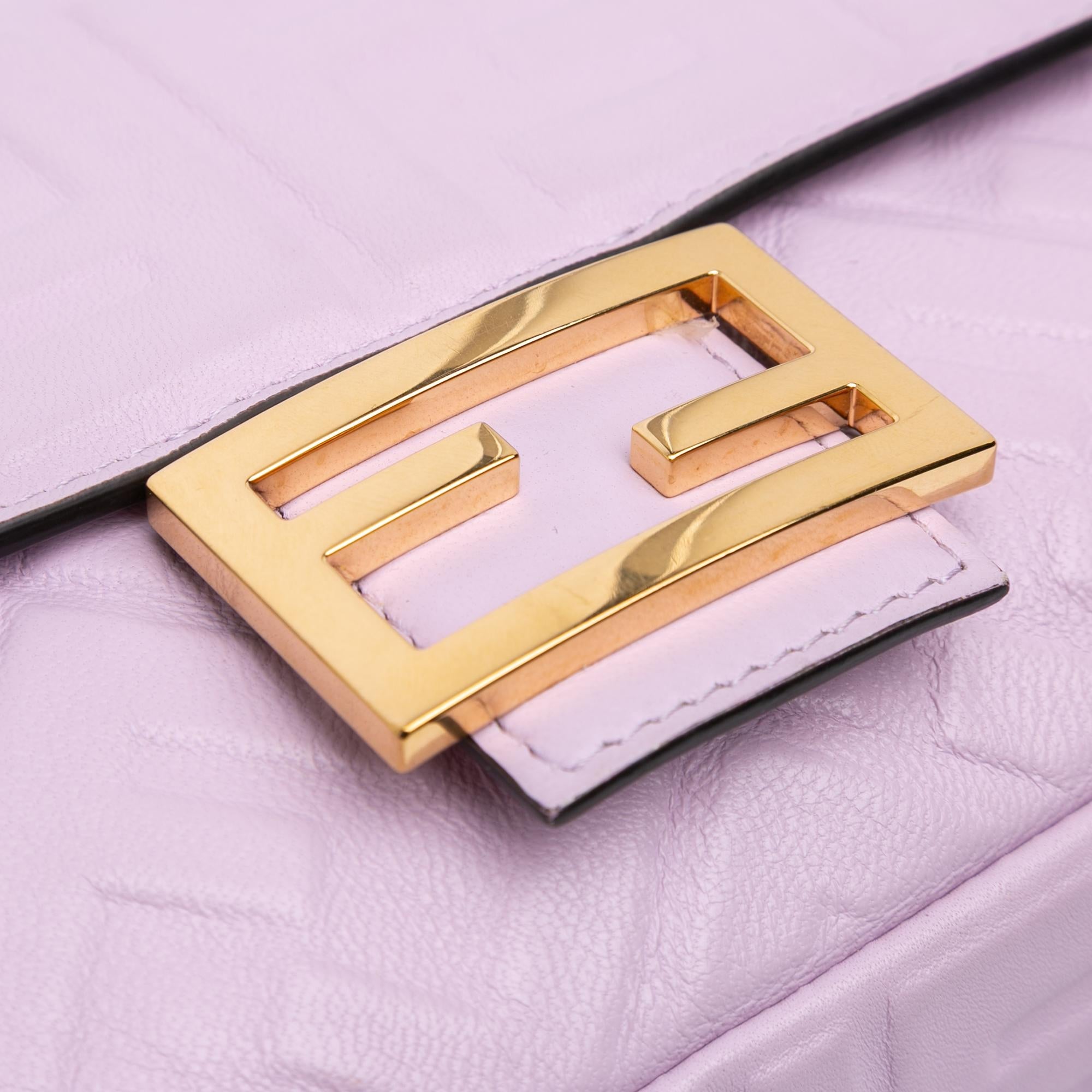 Fendi Zucca Embossed Leather Baguette Satchel