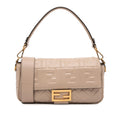 Fendi Zucca Embossed Leather Baguette Satchel