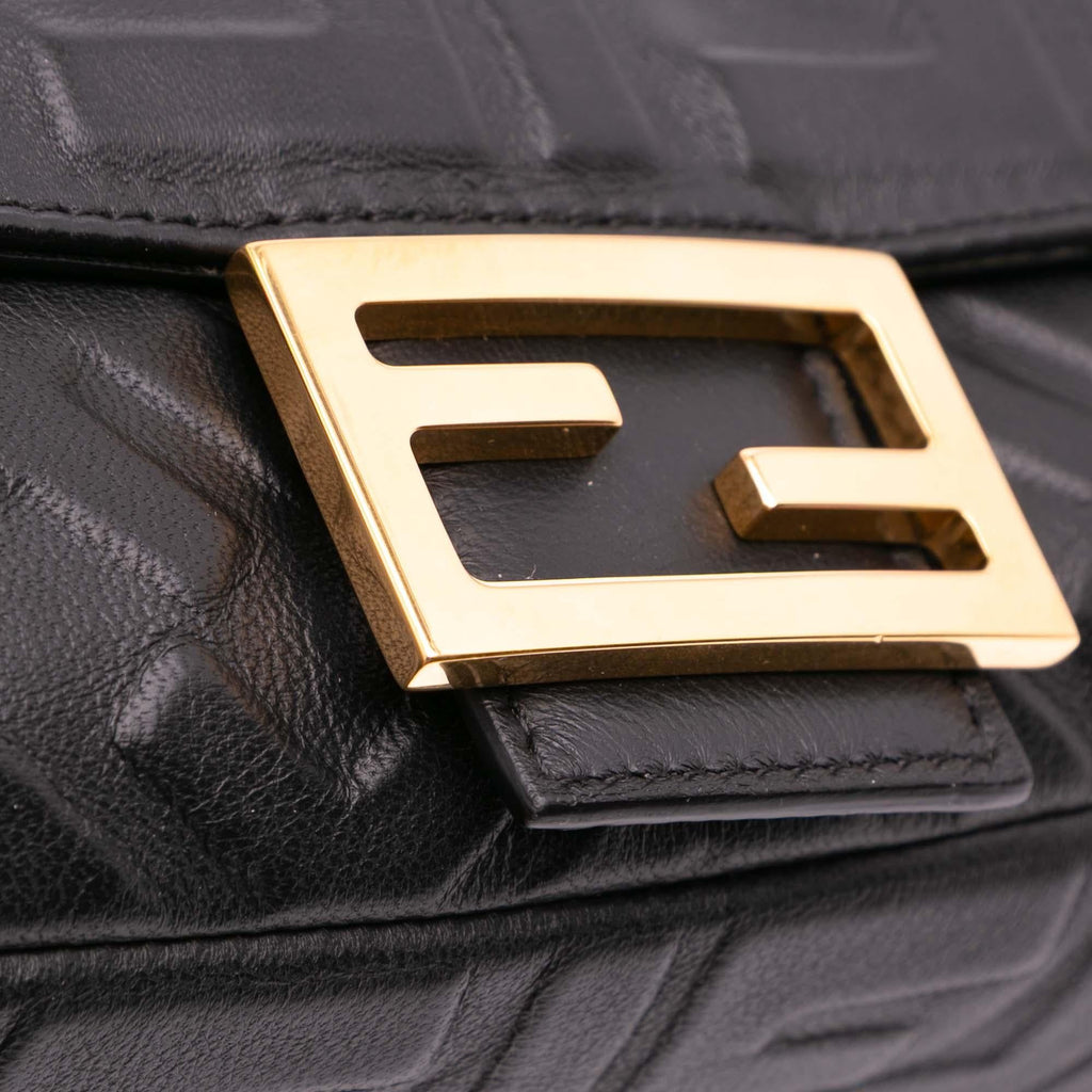 Fendi Zucca Embossed Leather Baguette Satchel