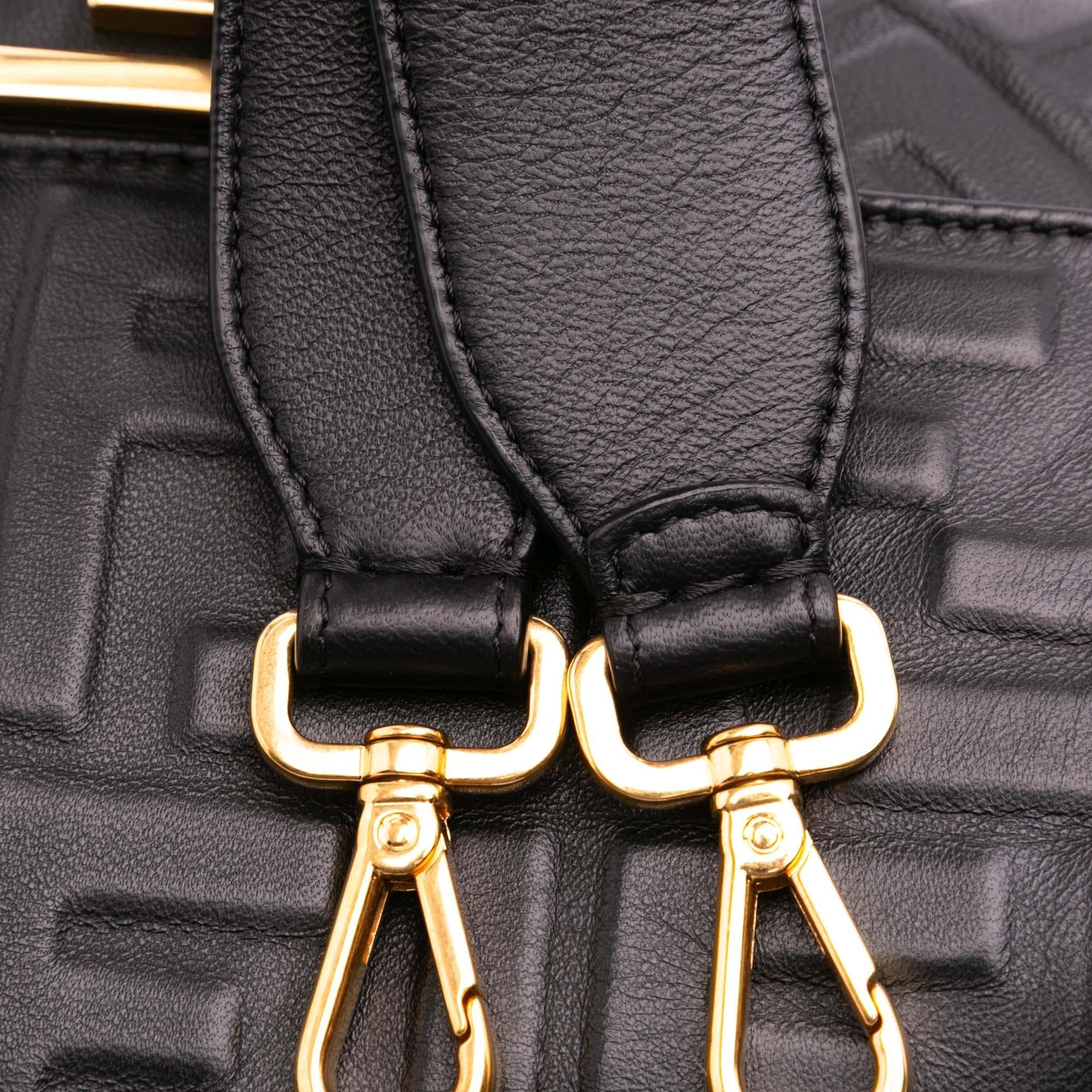 Fendi Zucca Embossed Leather Baguette Satchel