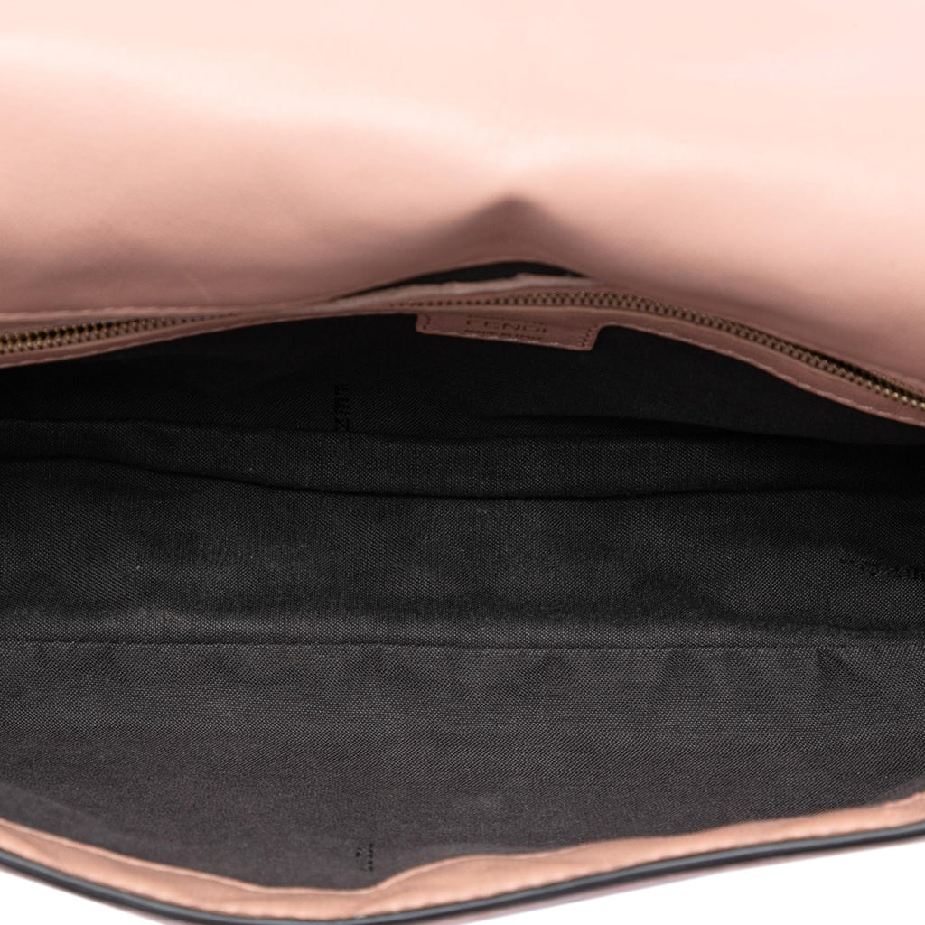 Fendi Zucca Embossed Leather Baguette Satchel