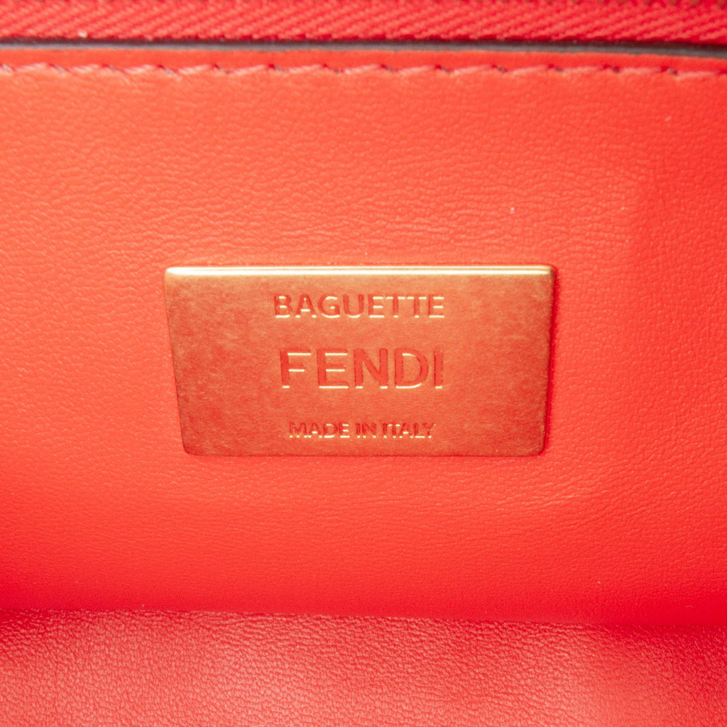 Fendi Zucca Embossed Leather Chain Midi Baguette