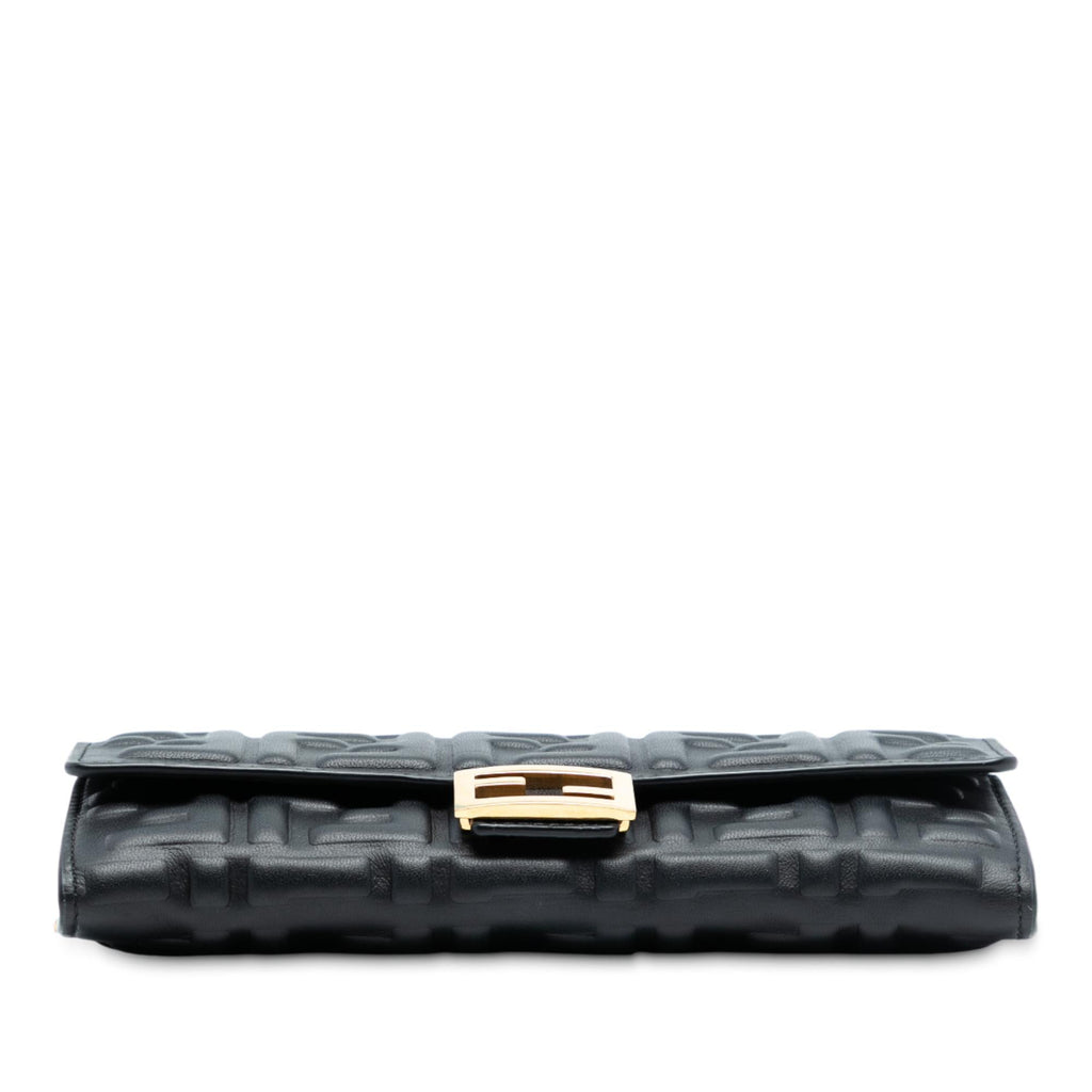 Fendi Zucca Embossed Nappa Baguette Continental Wallet With Chain