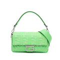 Fendi Zucca Embossed Stitched Leather Baguette Satchel (SHG-70BB03)