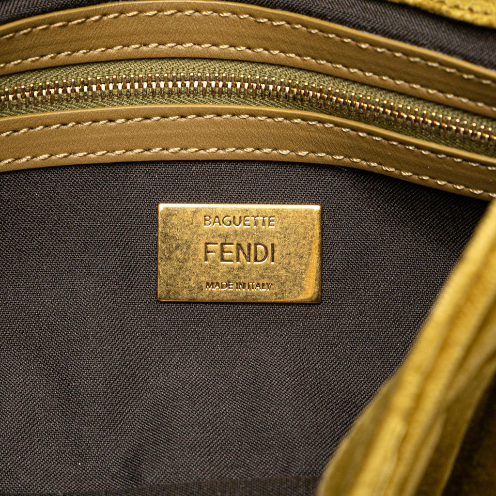 Fendi Zucca Embossed Velvet Baguette Satchel