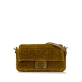 Fendi Zucca Embossed Velvet Baguette Satchel