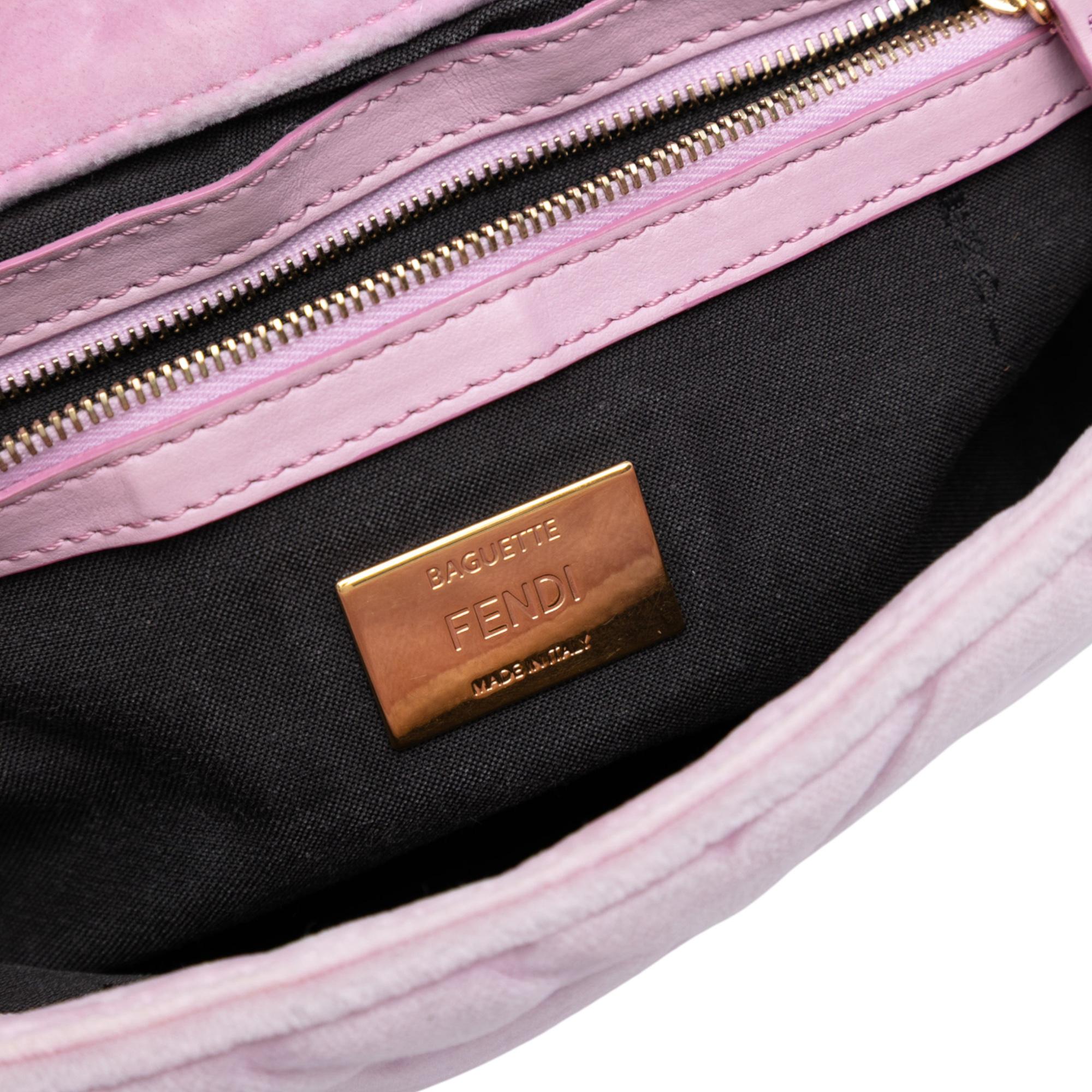 Fendi Zucca Embossed Velvet Baguette Satchel