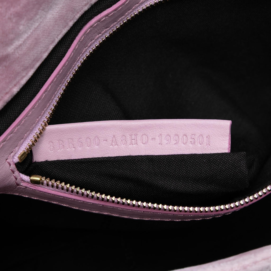 Fendi Zucca Embossed Velvet Baguette Satchel