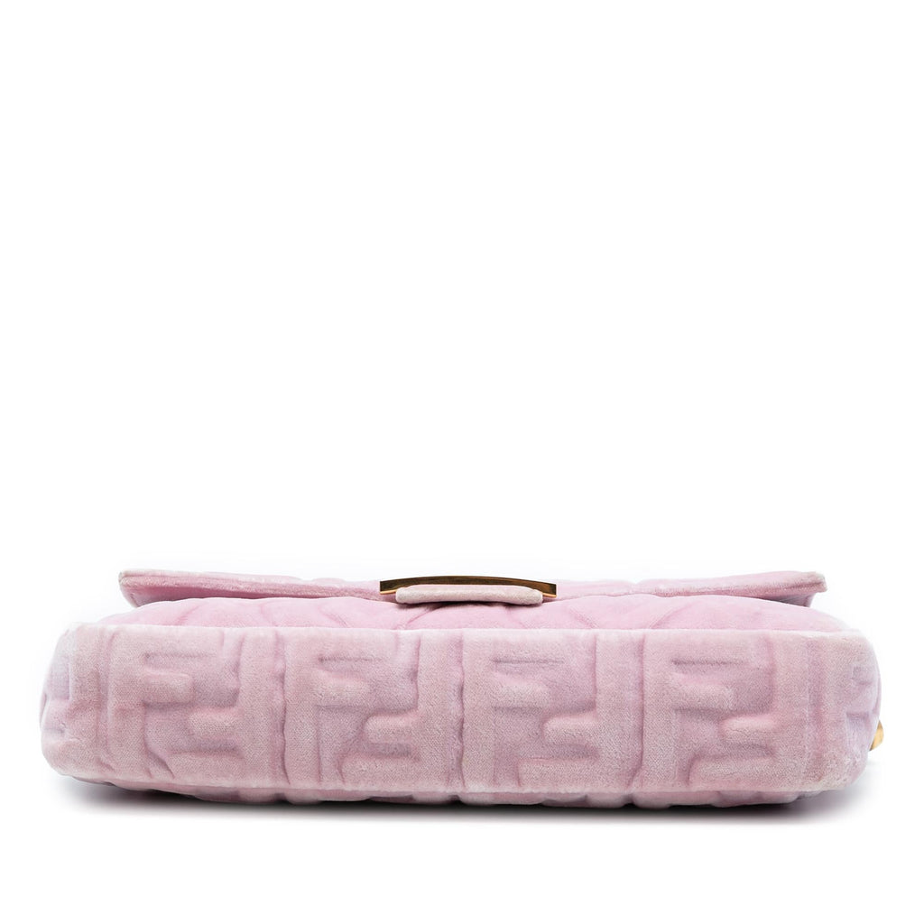 Fendi Zucca Embossed Velvet Baguette Satchel