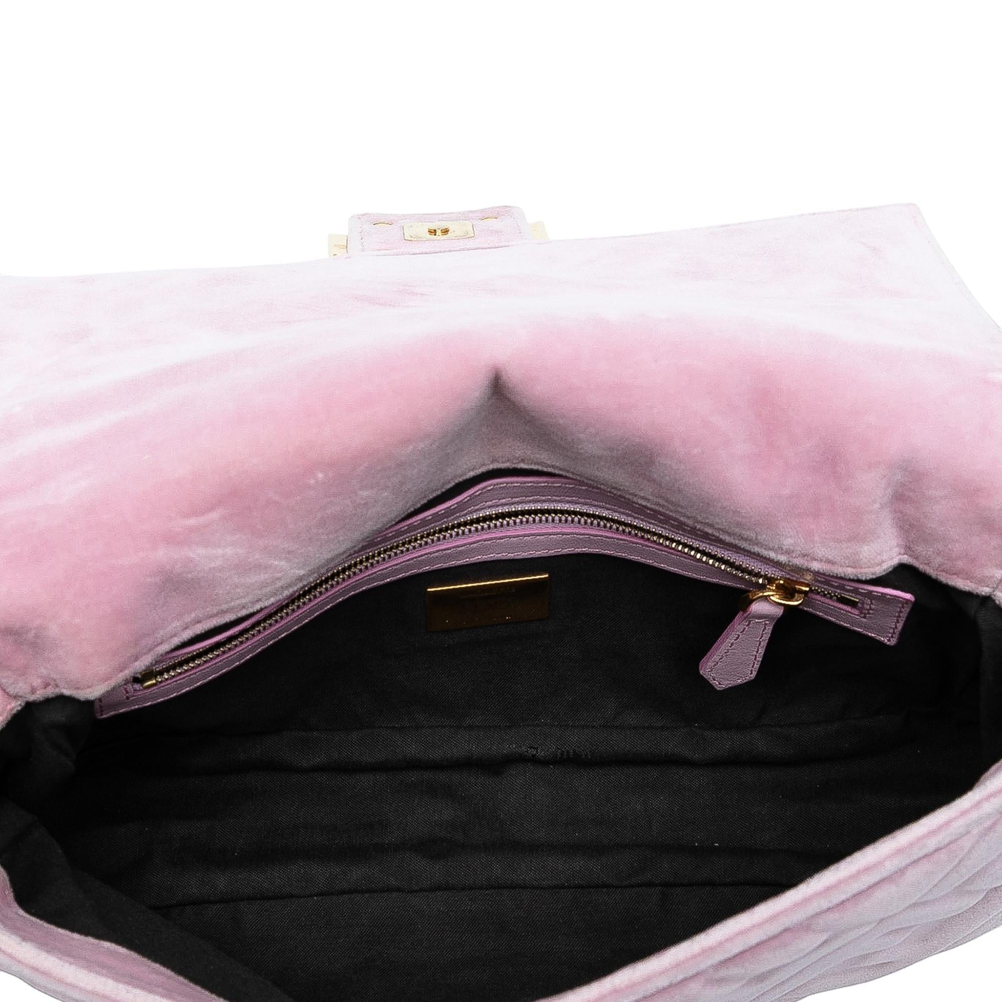 Fendi Zucca Embossed Velvet Baguette Satchel