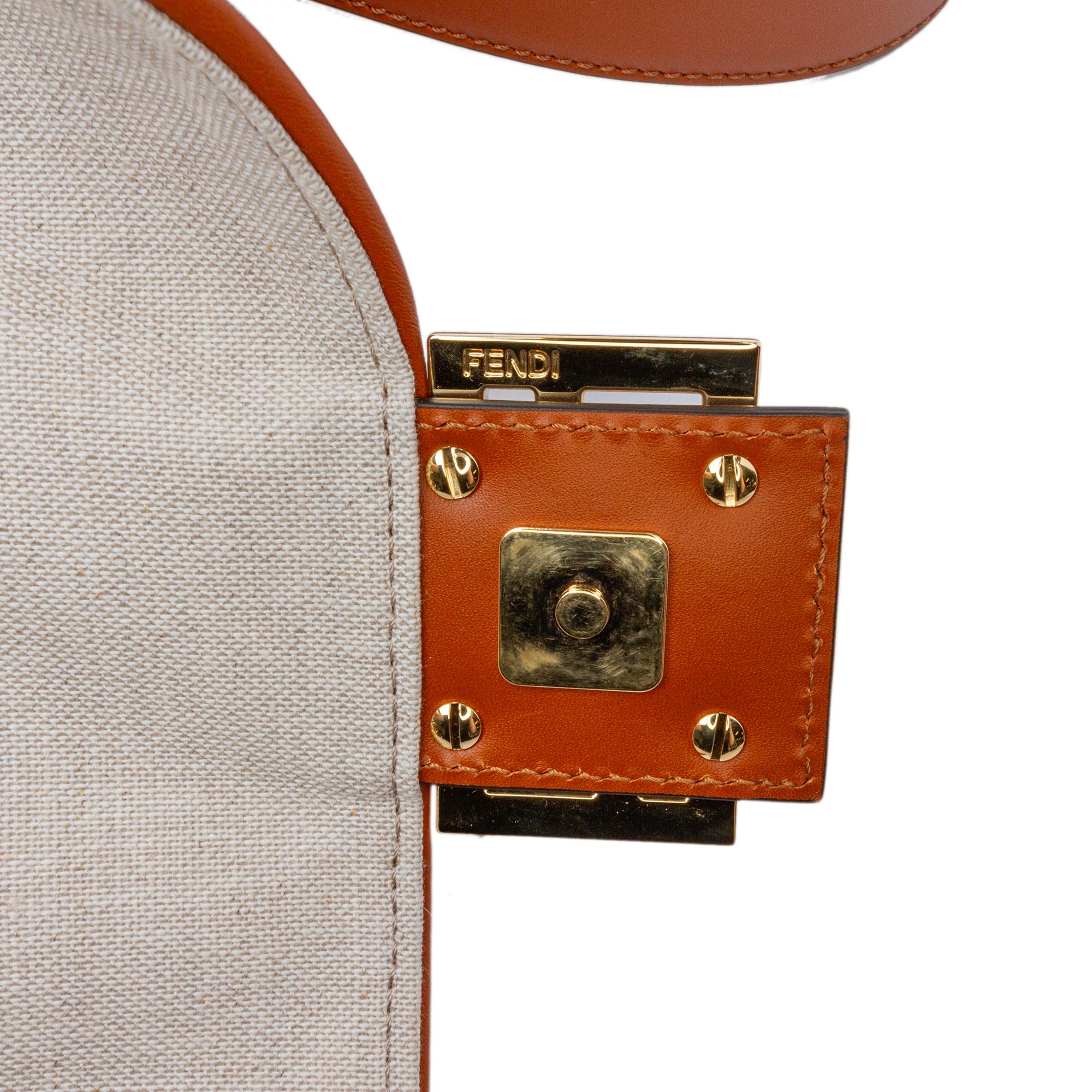 Fendi Zucca Embroidered Canvas Baguette Satchel