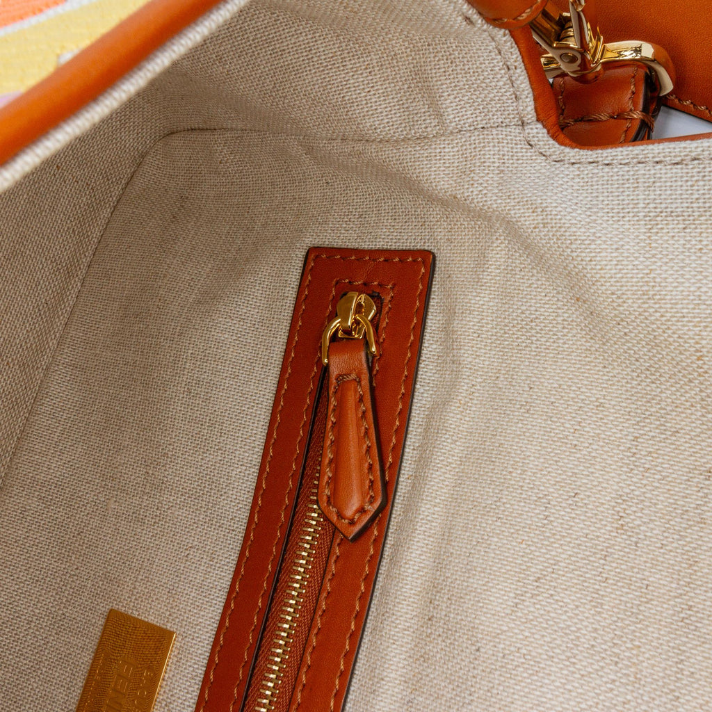 Fendi Zucca Embroidered Canvas Baguette Satchel