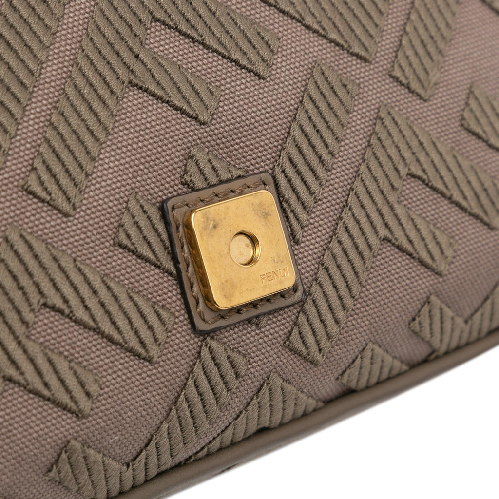 Fendi Zucca Embroidered Canvas Baguette Satchel
