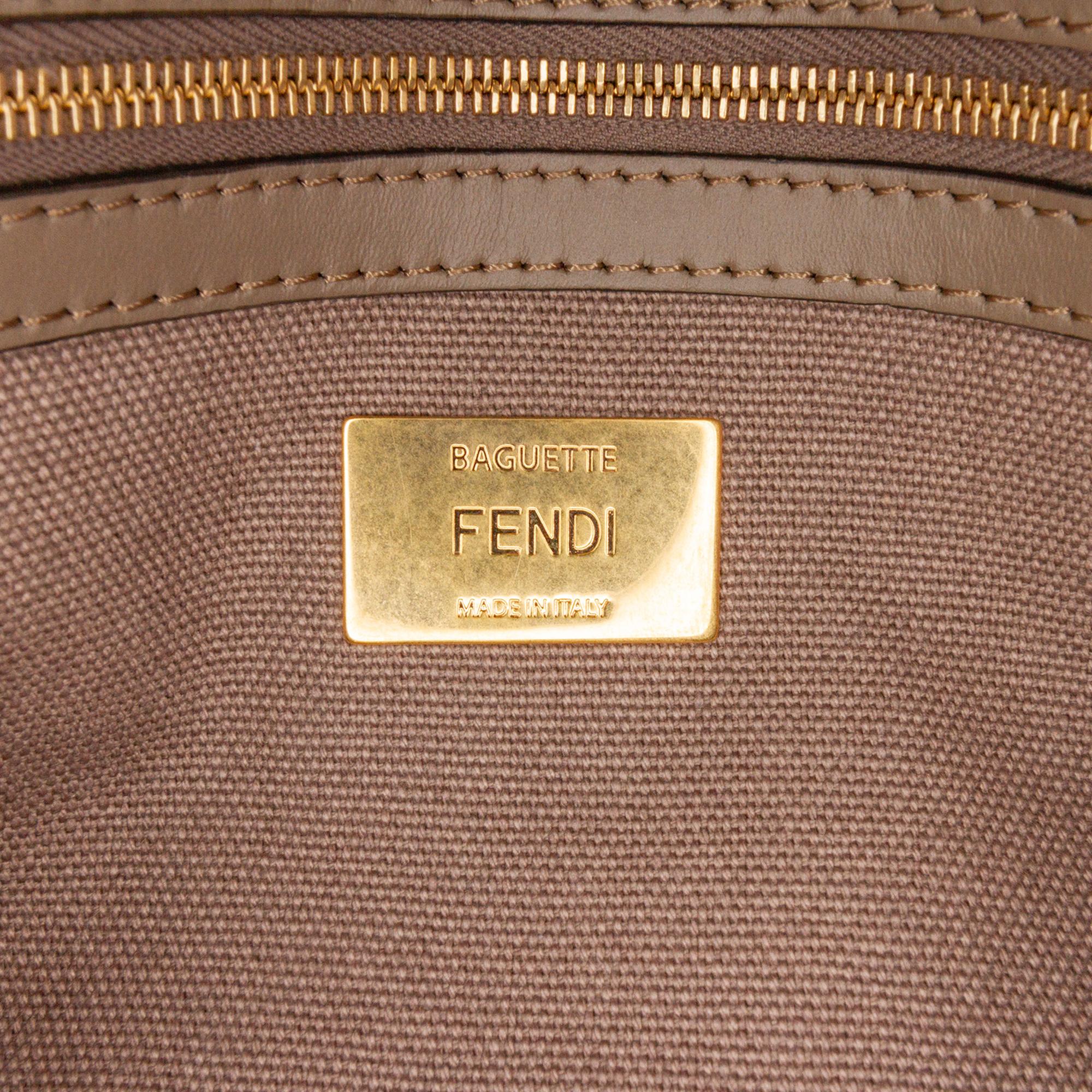 Fendi Zucca Embroidered Canvas Baguette Satchel