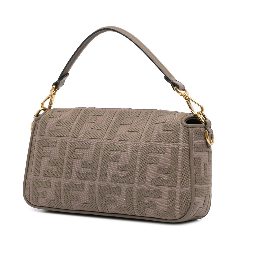 Fendi Zucca Embroidered Canvas Baguette Satchel