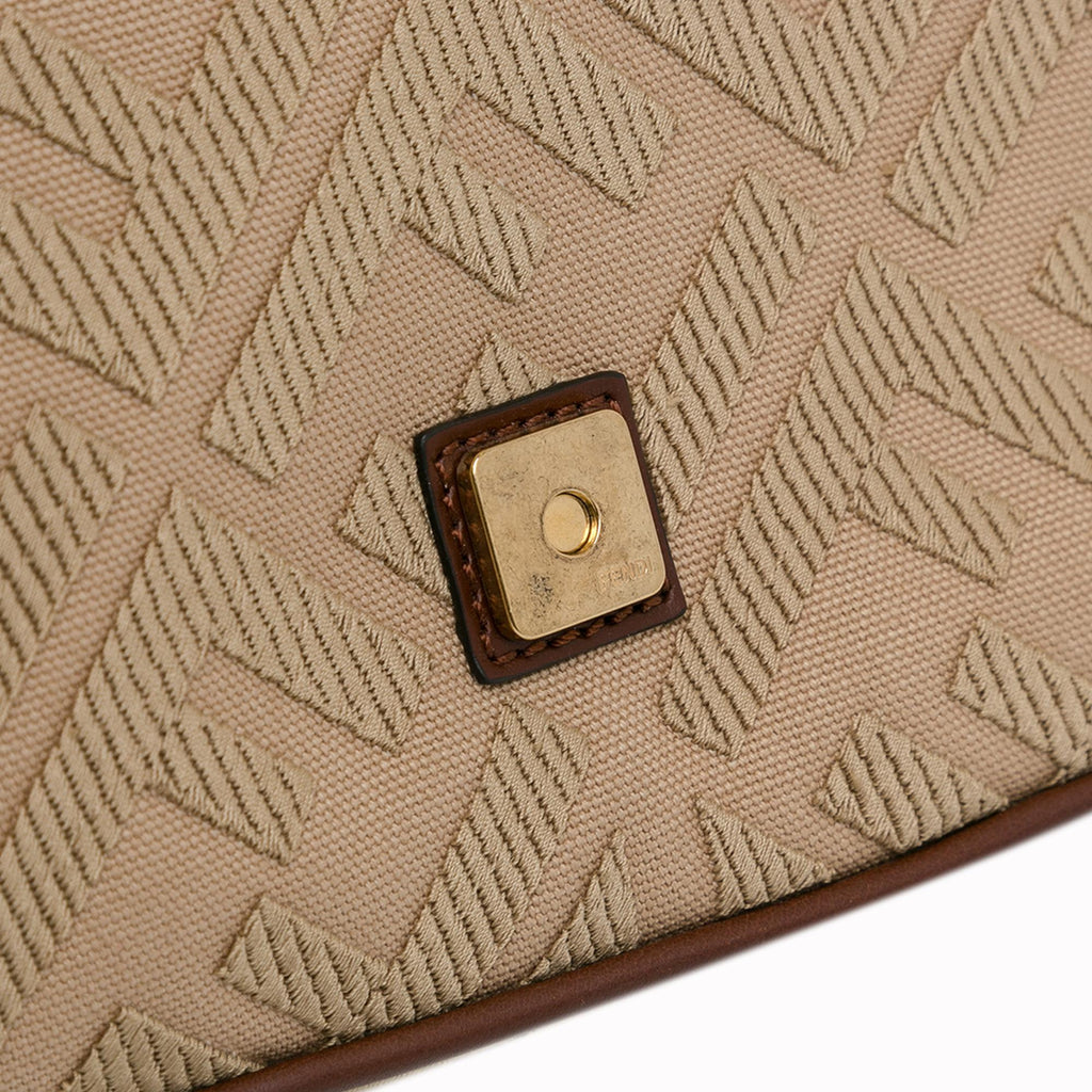 Fendi Zucca Embroidered Canvas Baguette Satchel
