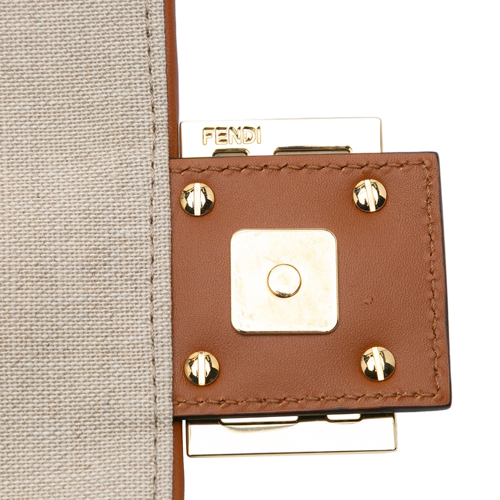Fendi Zucca Embroidered Canvas Baguette Satchel